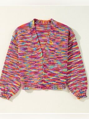 NWT Pink Confetti Drop Shoulder Open Front Cardigan XL